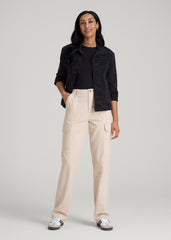 American Tall Online Shop | Straight Leg Cargo Chino Pants for Tall Women in Soft Beige