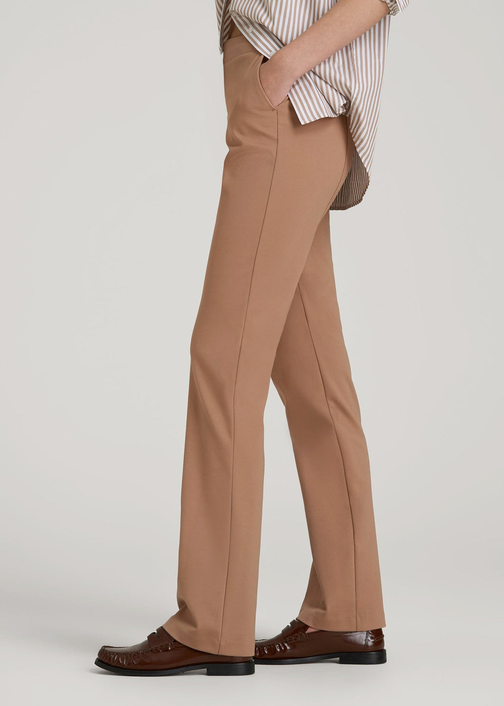 American Tall Discount | Freedom Flex Straight Leg Dress Pants for Tall Women in Woodsmoke