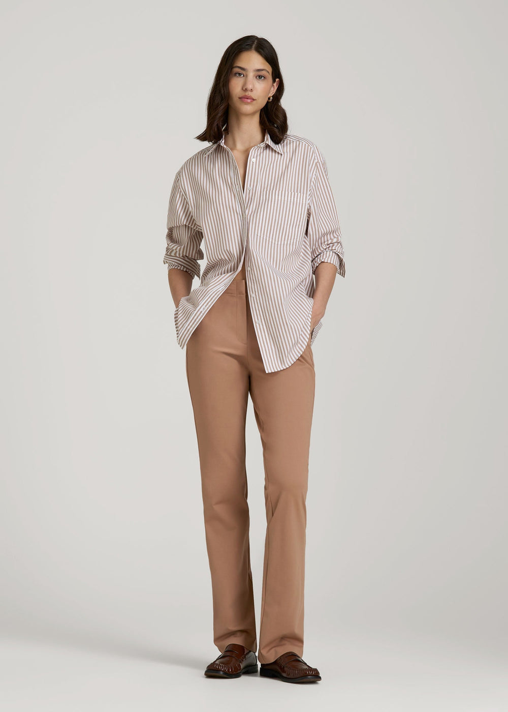 American Tall Discount | Freedom Flex Straight Leg Dress Pants for Tall Women in Woodsmoke