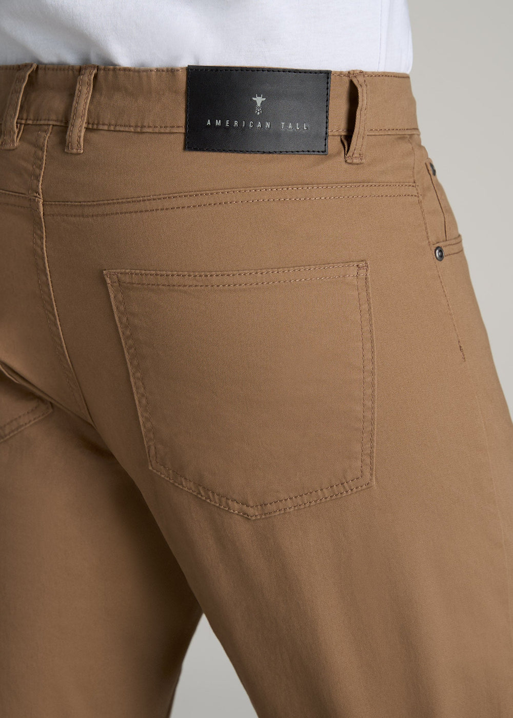 American Tall Outlet | Carman TAPERED Fit Five Pocket Pants for Tall Men in Russet Brown
