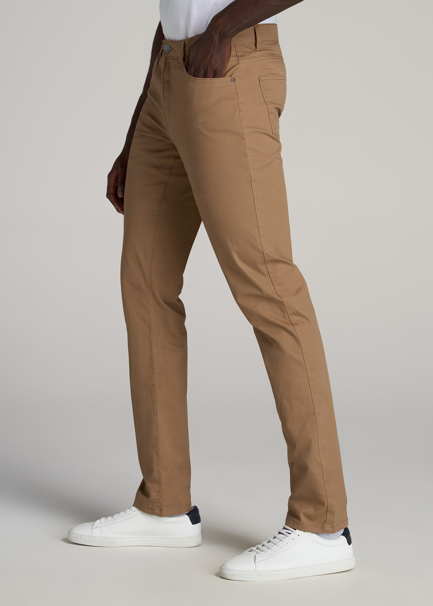 American Tall Outlet | Carman TAPERED Fit Five Pocket Pants for Tall Men in Russet Brown