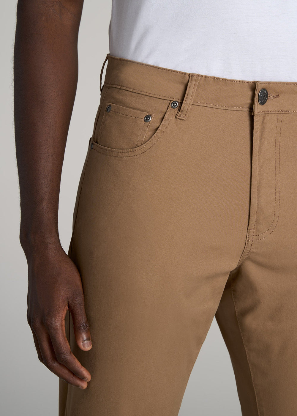 American Tall Outlet | Carman TAPERED Fit Five Pocket Pants for Tall Men in Russet Brown