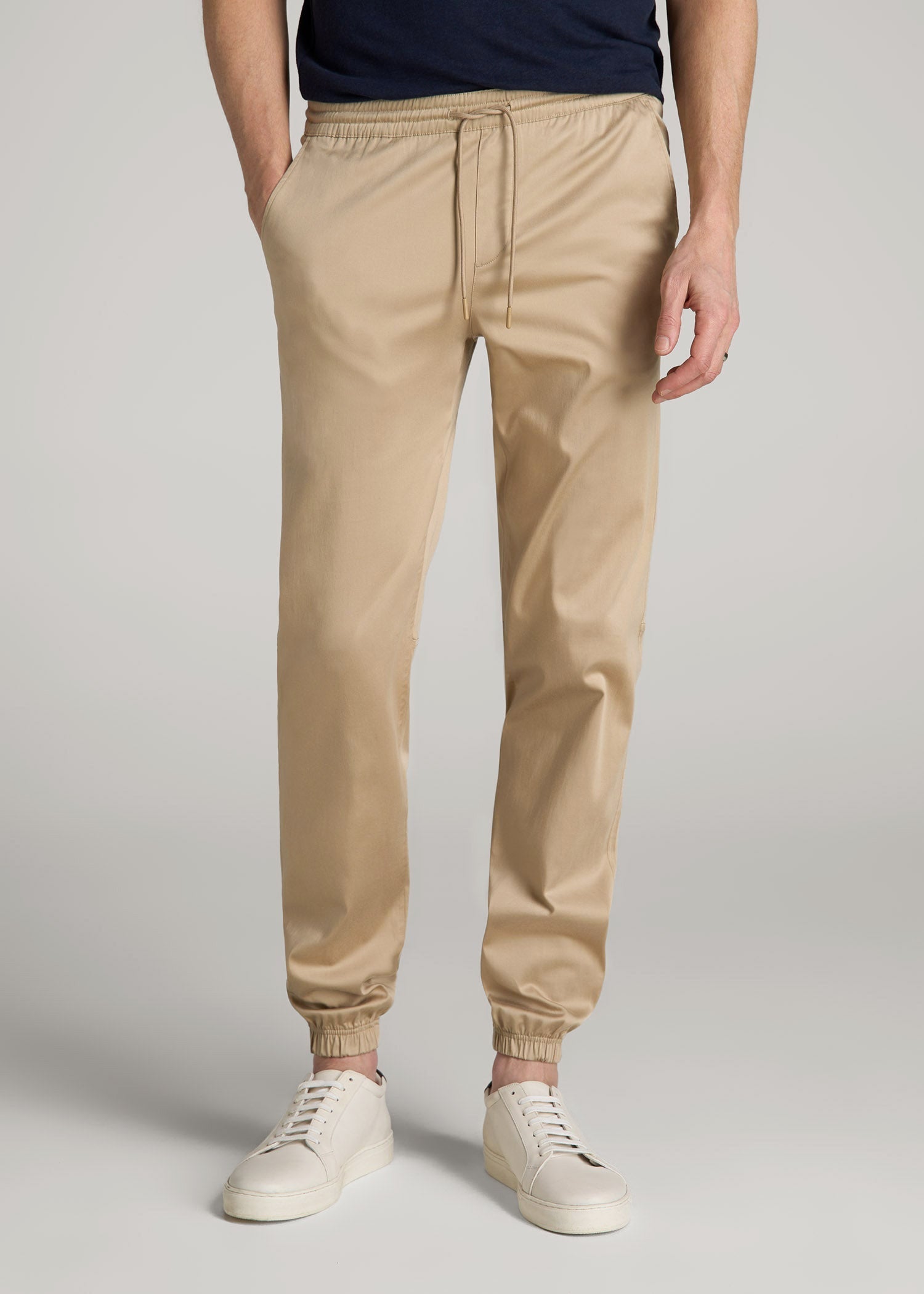 American Tall Discount | Stretch Twill Jogger Pants for Tall Men in Desert Khaki