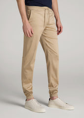 American Tall Discount | Stretch Twill Jogger Pants for Tall Men in Desert Khaki