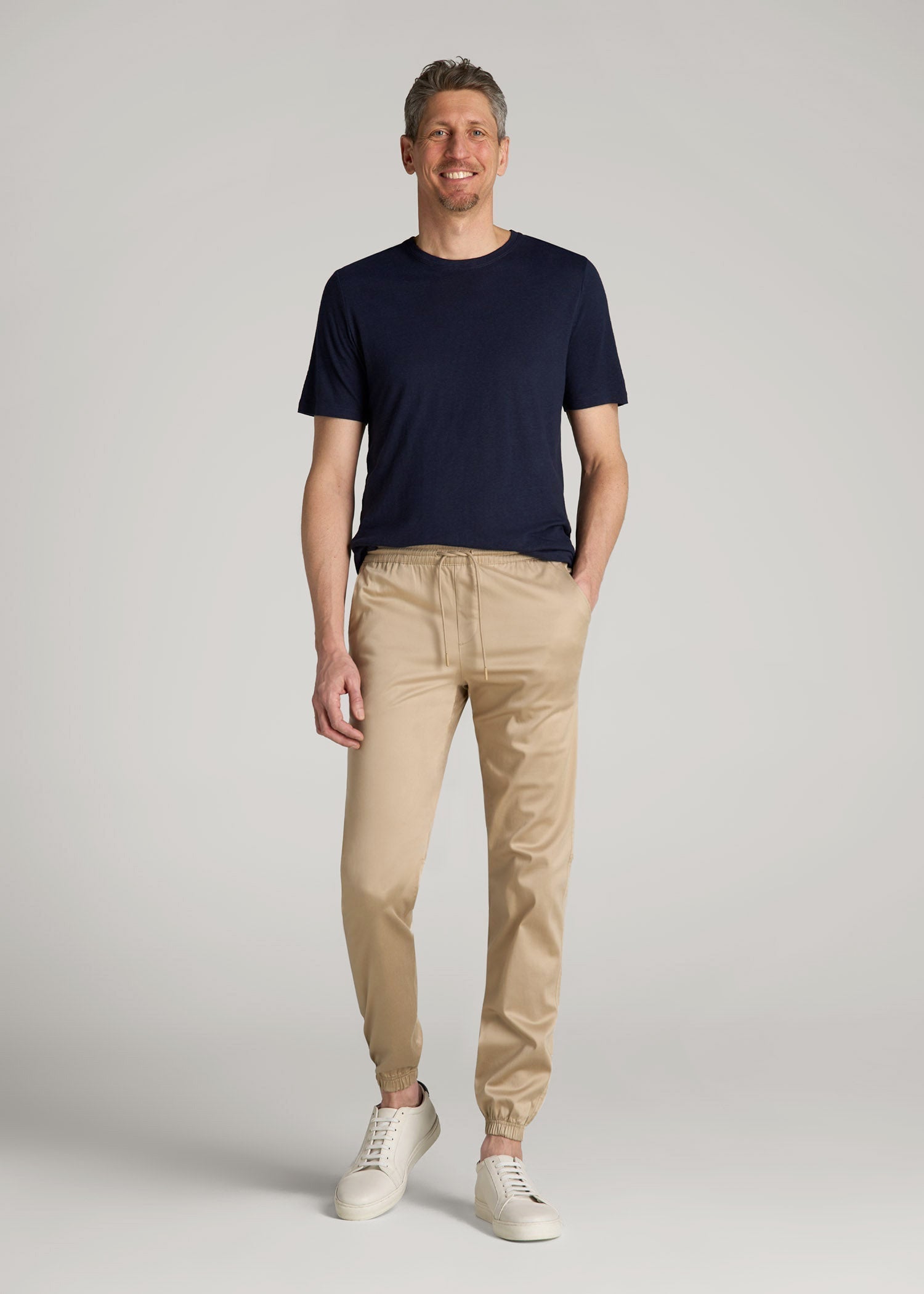 American Tall Discount | Stretch Twill Jogger Pants for Tall Men in Desert Khaki