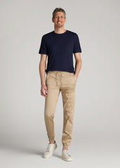 American Tall Discount | Stretch Twill Jogger Pants for Tall Men in Desert Khaki