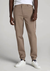 American Tall Online | TAPERED-FIT Stretch Cotton Cargo Jogger Pants for Tall Men in Dark Sand