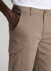 American Tall Online | TAPERED-FIT Stretch Cotton Cargo Jogger Pants for Tall Men in Dark Sand