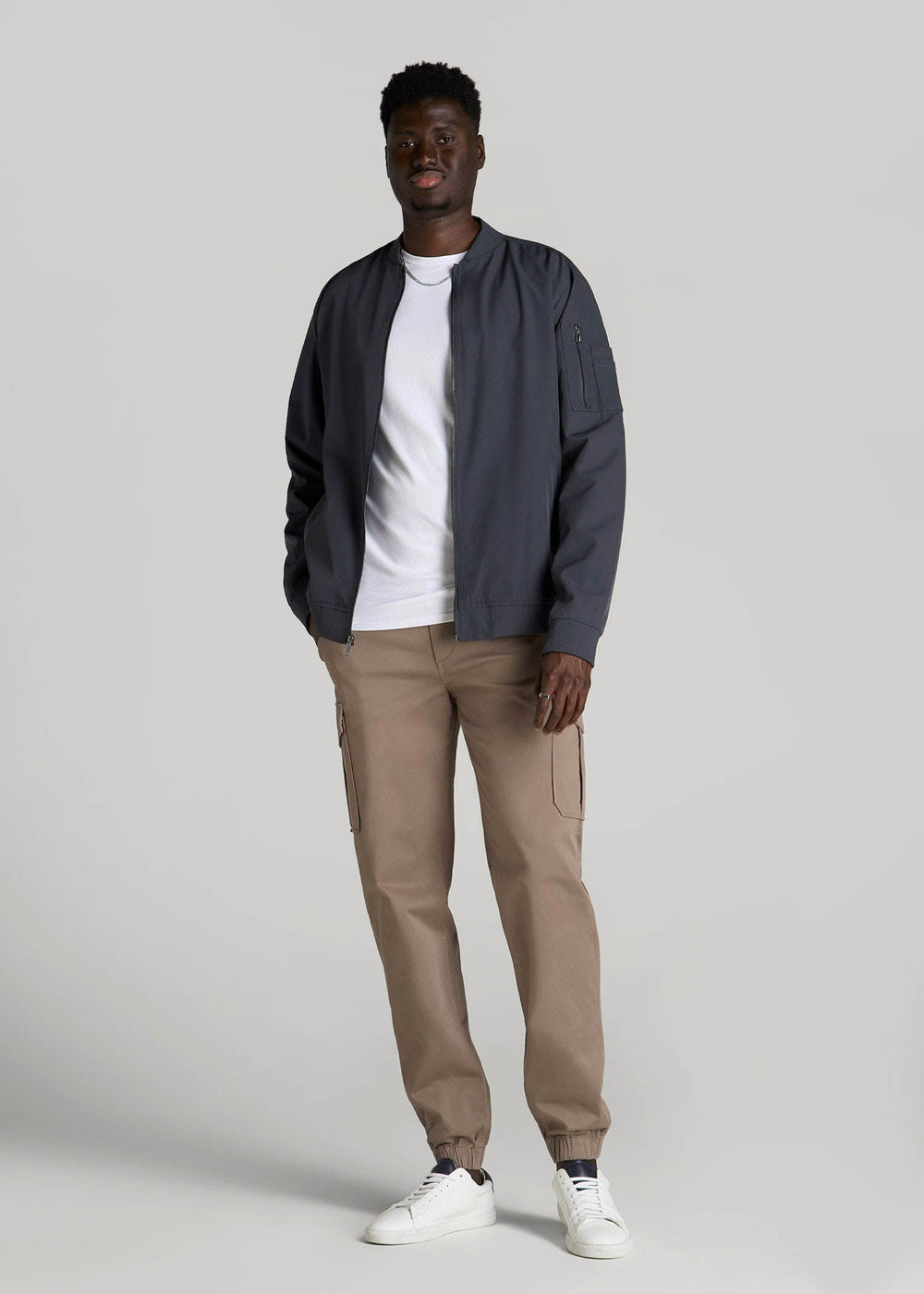 American Tall Online | TAPERED-FIT Stretch Cotton Cargo Jogger Pants for Tall Men in Dark Sand