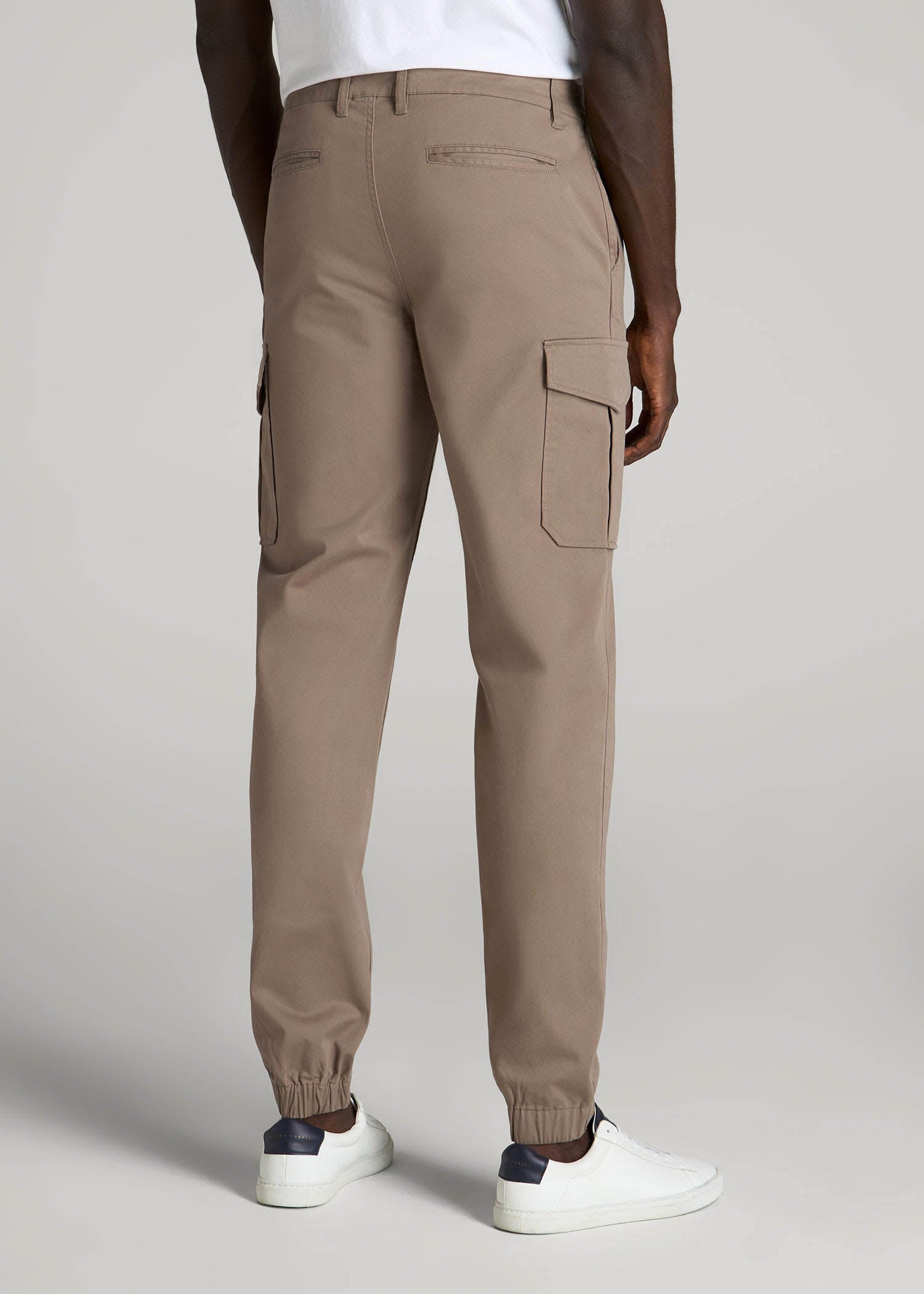 American Tall Online | TAPERED-FIT Stretch Cotton Cargo Jogger Pants for Tall Men in Dark Sand
