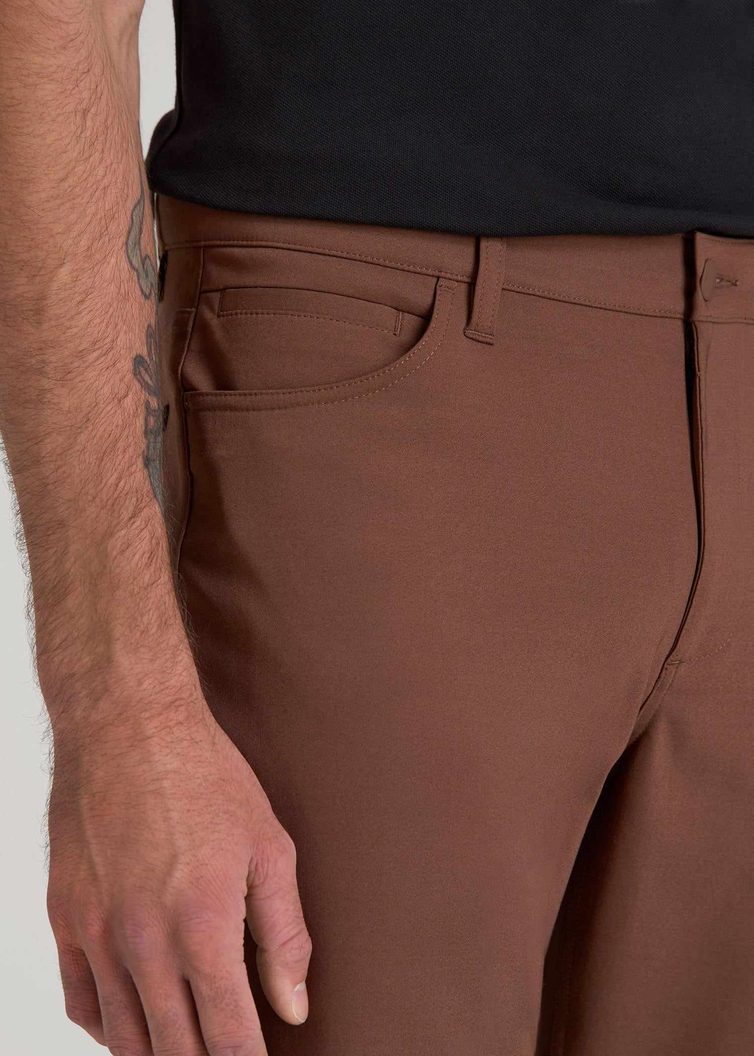 American Tall Sale | 365 Stretch 5-Pocket TAPERED Pants for Tall Men in Otter Brown