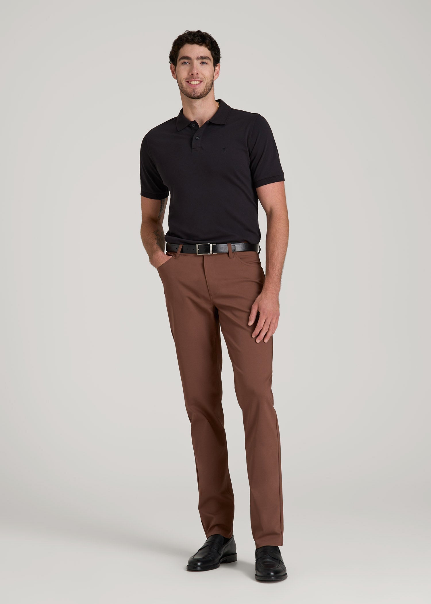 American Tall Sale | 365 Stretch 5-Pocket TAPERED Pants for Tall Men in Otter Brown