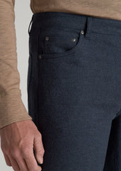 American Tall Outlet | TAPERED-FIT Stretch Flannel 5 Pocket Pants for Tall Men in Dark Indigo Mix