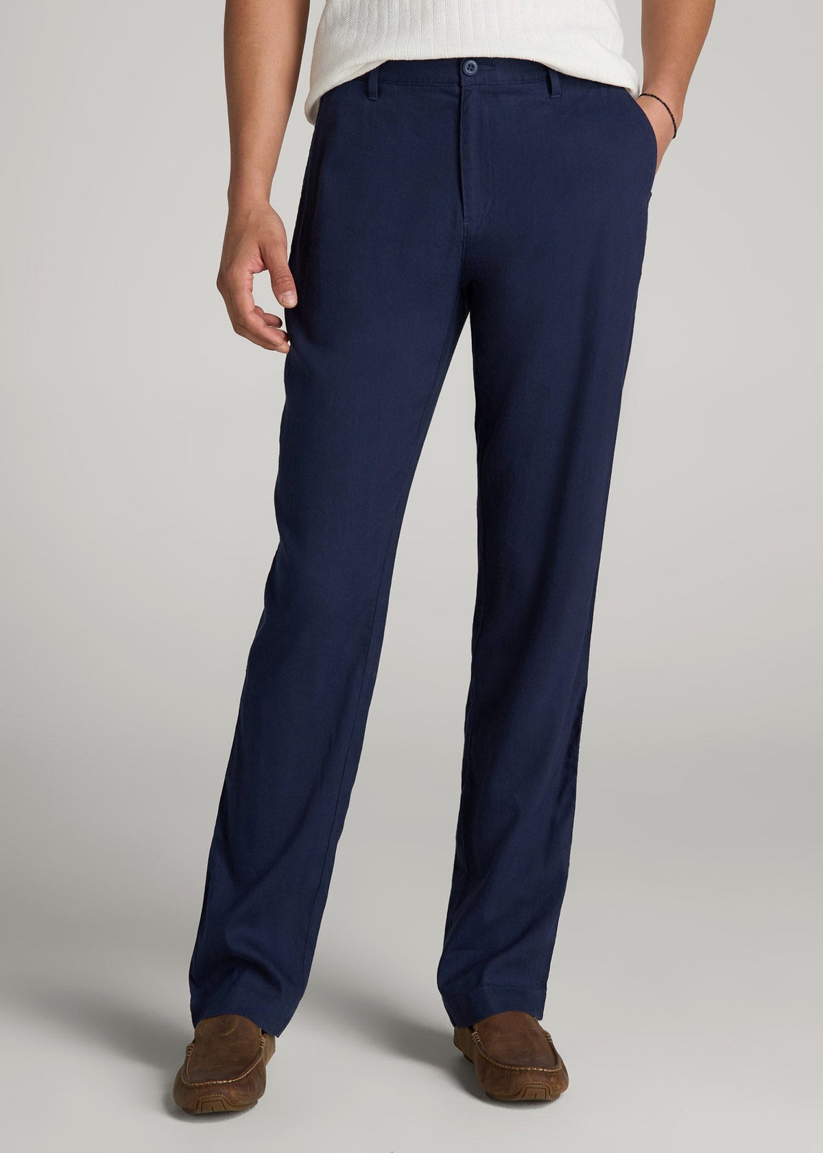 American Tall Online Shop | Garment Dyed Linen Casual Pants for Tall Men in Summer Blue