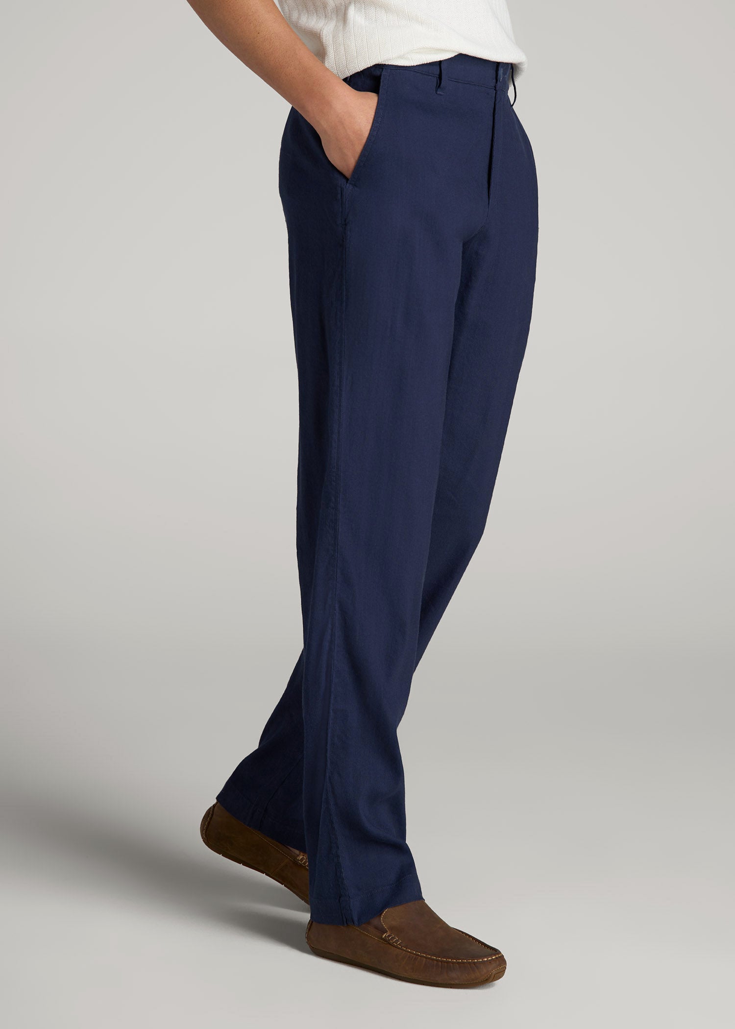 American Tall Online Shop | Garment Dyed Linen Casual Pants for Tall Men in Summer Blue
