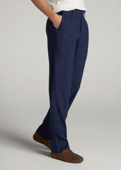 American Tall Online Shop | Garment Dyed Linen Casual Pants for Tall Men in Summer Blue