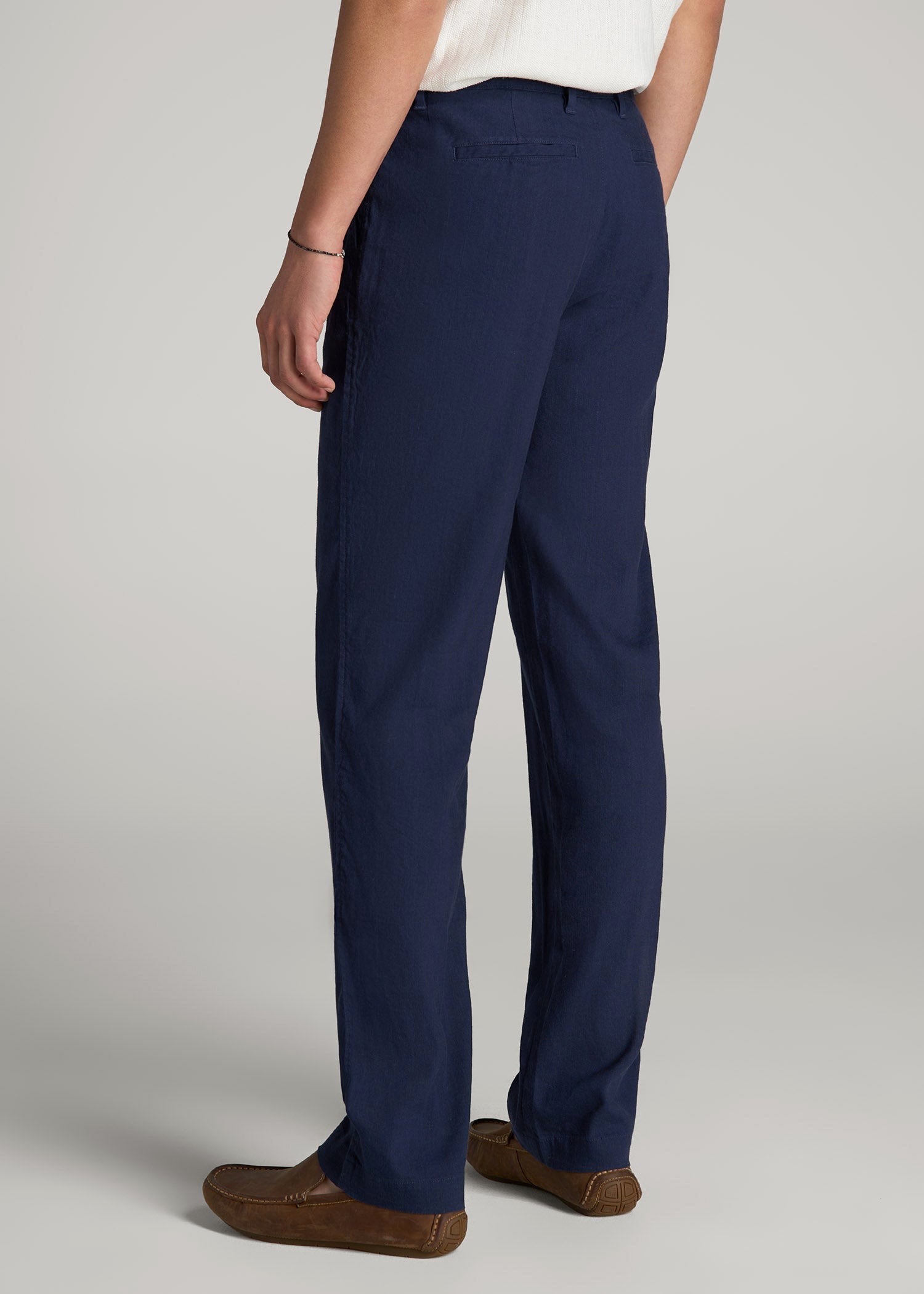 American Tall Online Shop | Garment Dyed Linen Casual Pants for Tall Men in Summer Blue