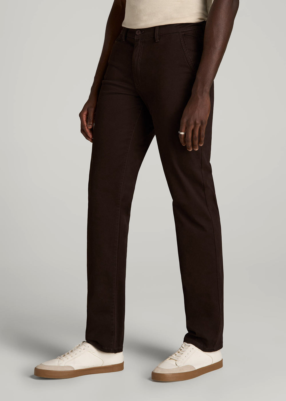 American Tall Discount | Carman TAPERED Chinos for Tall Men in Chocolate