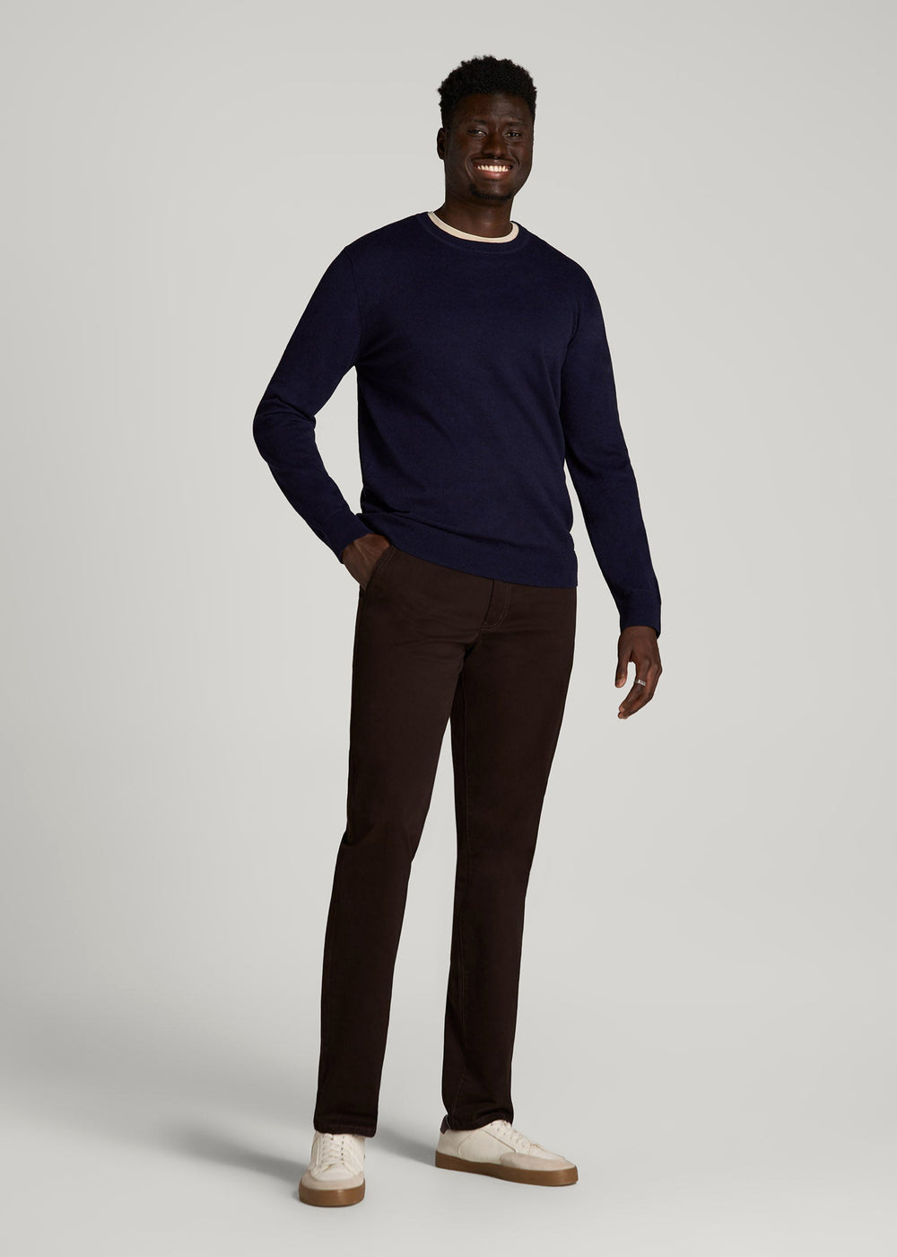 American Tall Discount | Carman TAPERED Chinos for Tall Men in Chocolate