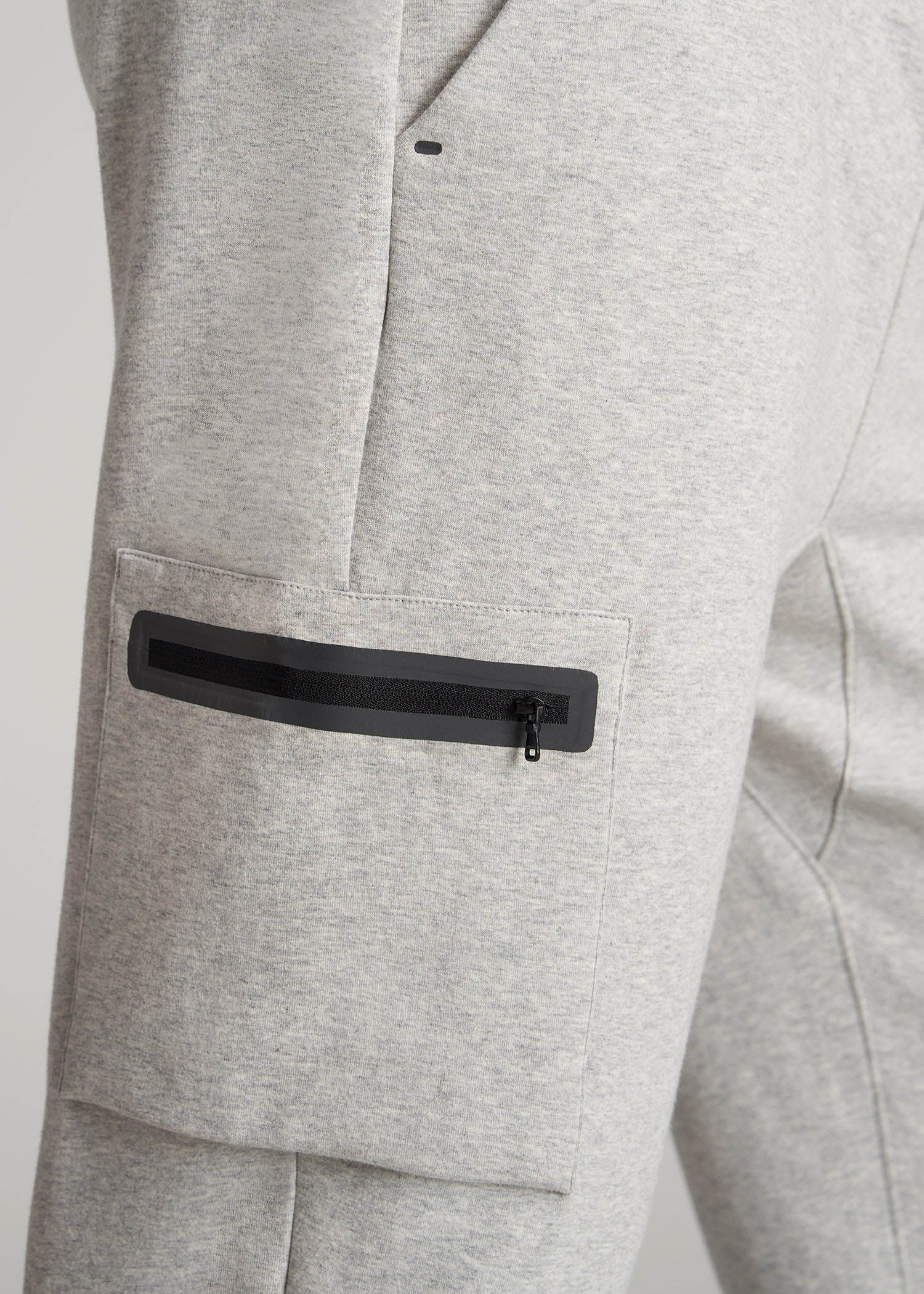 American Tall Sale | Tech Motion Fleece Cargo Joggers for Tall Men in Grey Mix