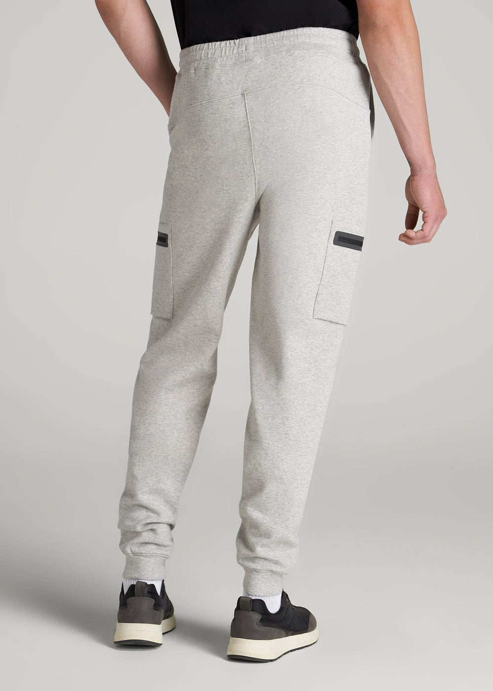 American Tall Sale | Tech Motion Fleece Cargo Joggers for Tall Men in Grey Mix