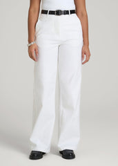 American Tall Outlet | High Rise Wide Leg Flat Front Chinos for Tall Women in White