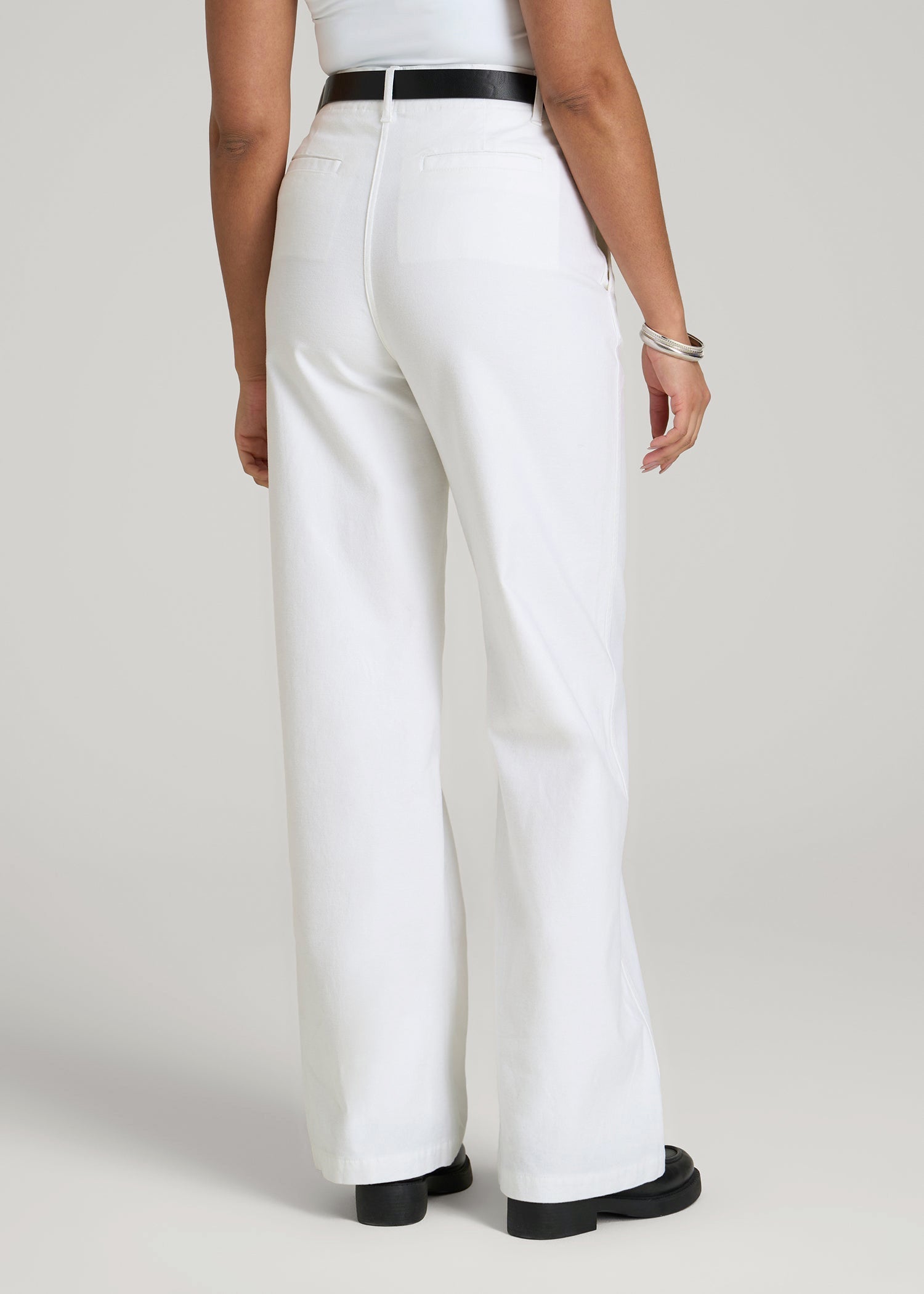 American Tall Outlet | High Rise Wide Leg Flat Front Chinos for Tall Women in White