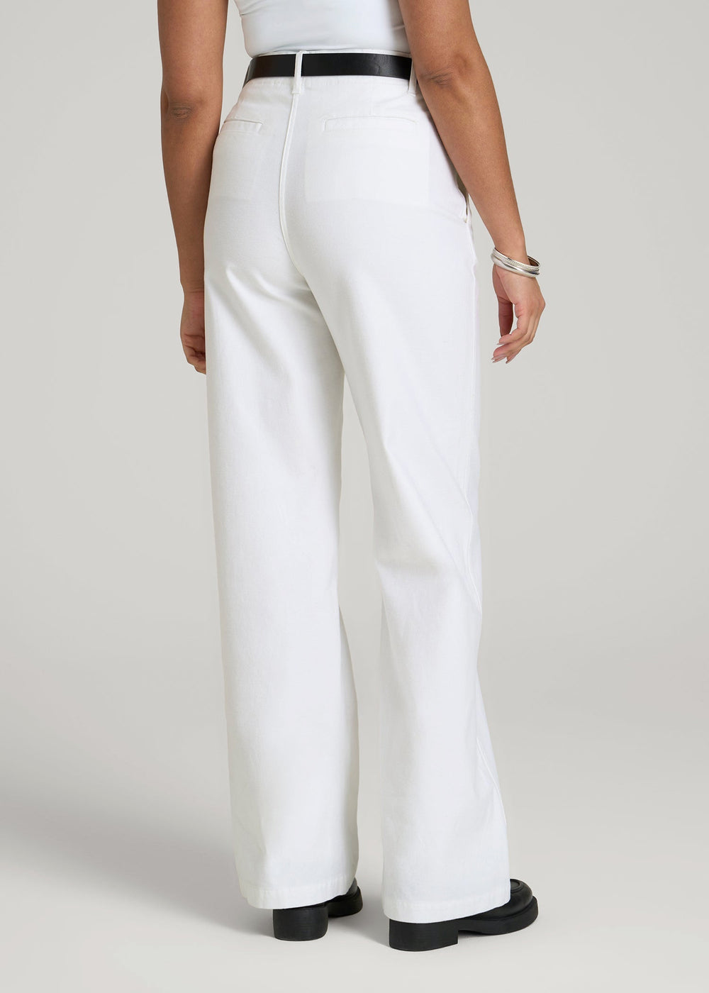 American Tall Outlet | High Rise Wide Leg Flat Front Chinos for Tall Women in White