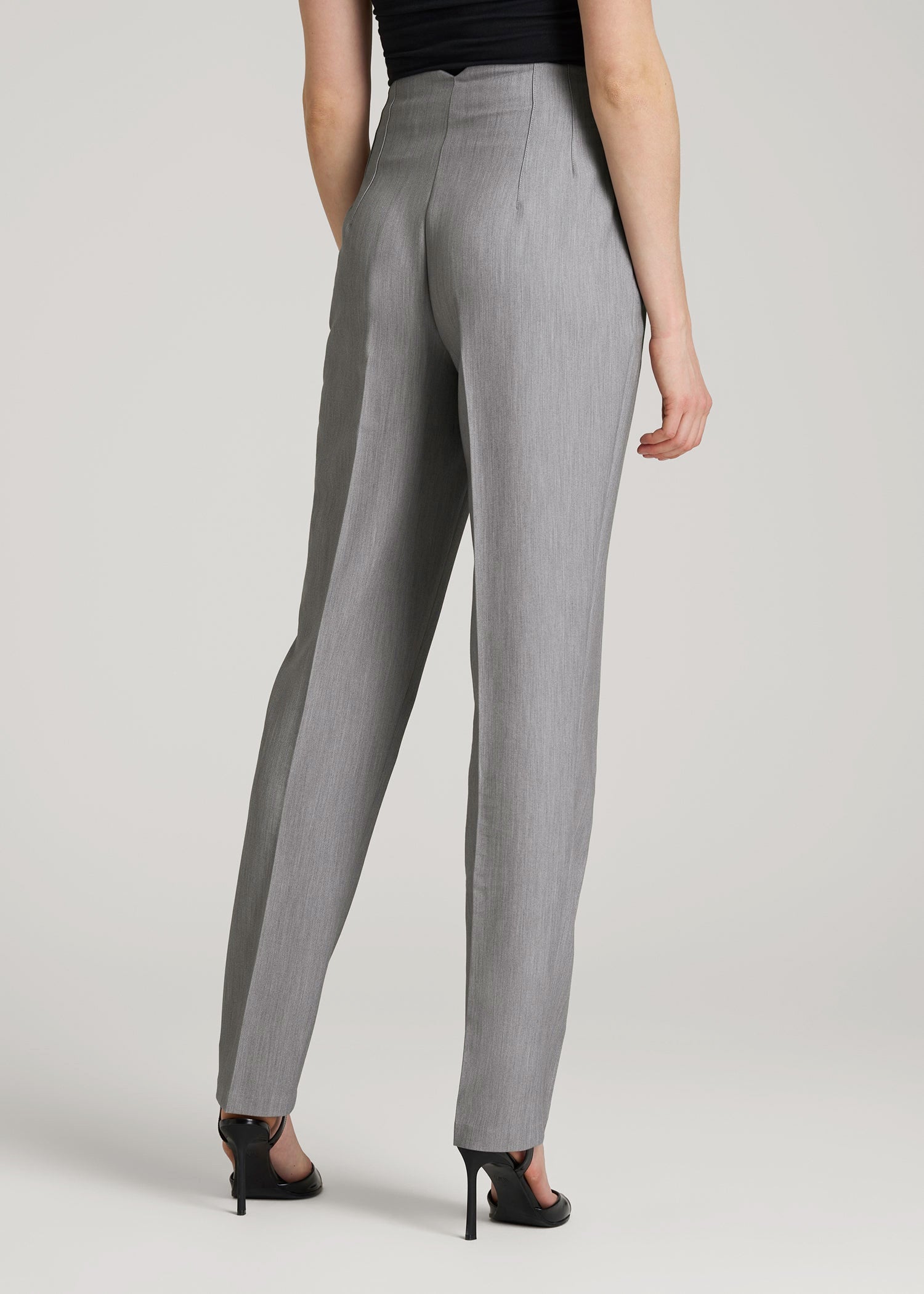 American Tall Online Shop | High Rise Pants with Darts for Tall Women in Ash Grey Mix