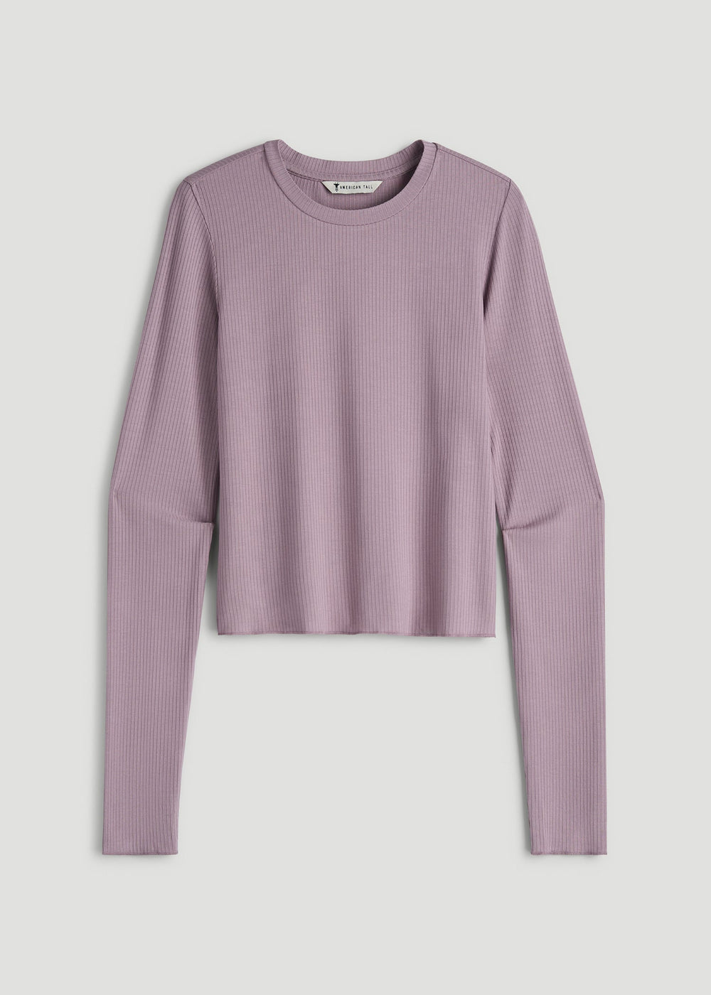 American Tall Discount | Lightweight Ribbed Cropped Lounge Top for Tall Women in Smoked Mauve
