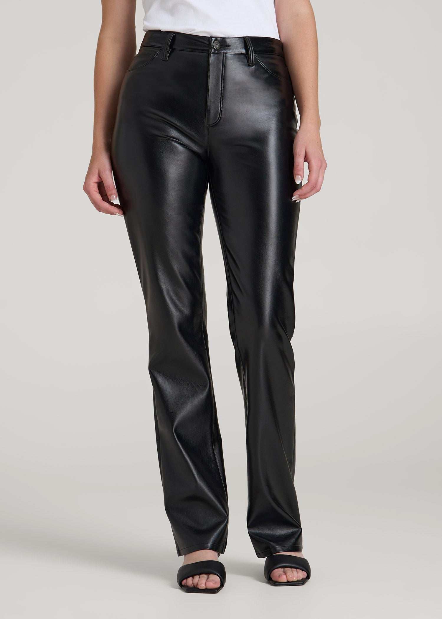 American Tall Online | True Touch Leather Straight Leg Pants for Tall Women in Black