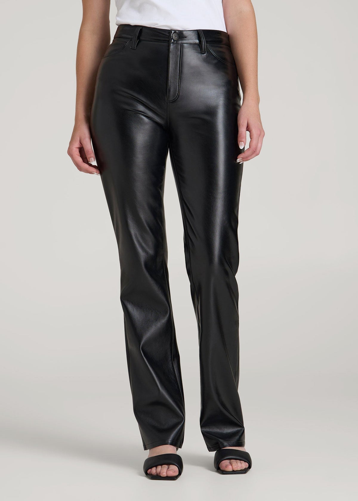 American Tall Online | True Touch Leather Straight Leg Pants for Tall Women in Black