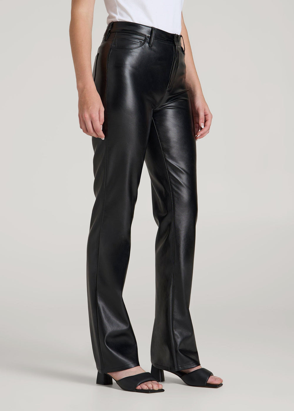 American Tall Online | True Touch Leather Straight Leg Pants for Tall Women in Black
