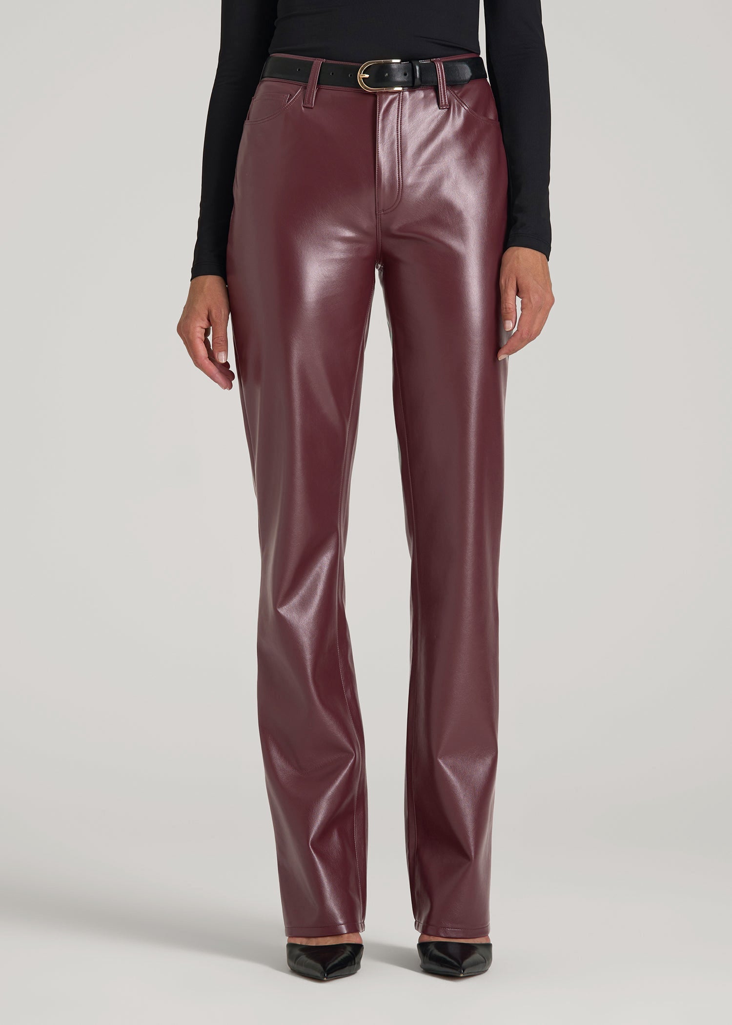 American Tall Sale | True Touch Leather Straight Leg Pants for Tall Women in Port Royale