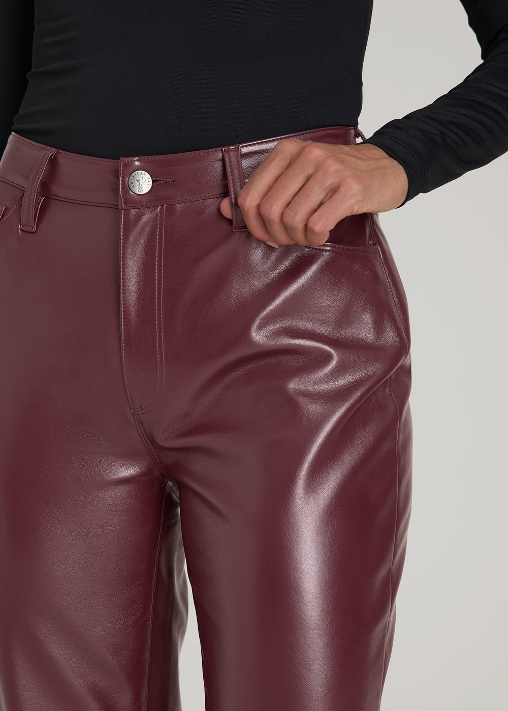 American Tall Sale | True Touch Leather Straight Leg Pants for Tall Women in Port Royale