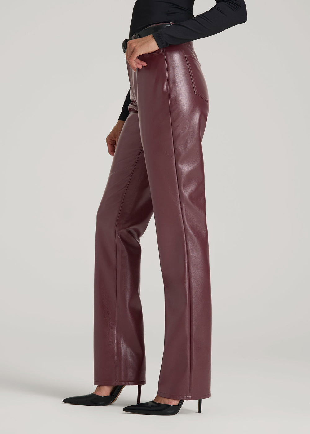 American Tall Sale | True Touch Leather Straight Leg Pants for Tall Women in Port Royale