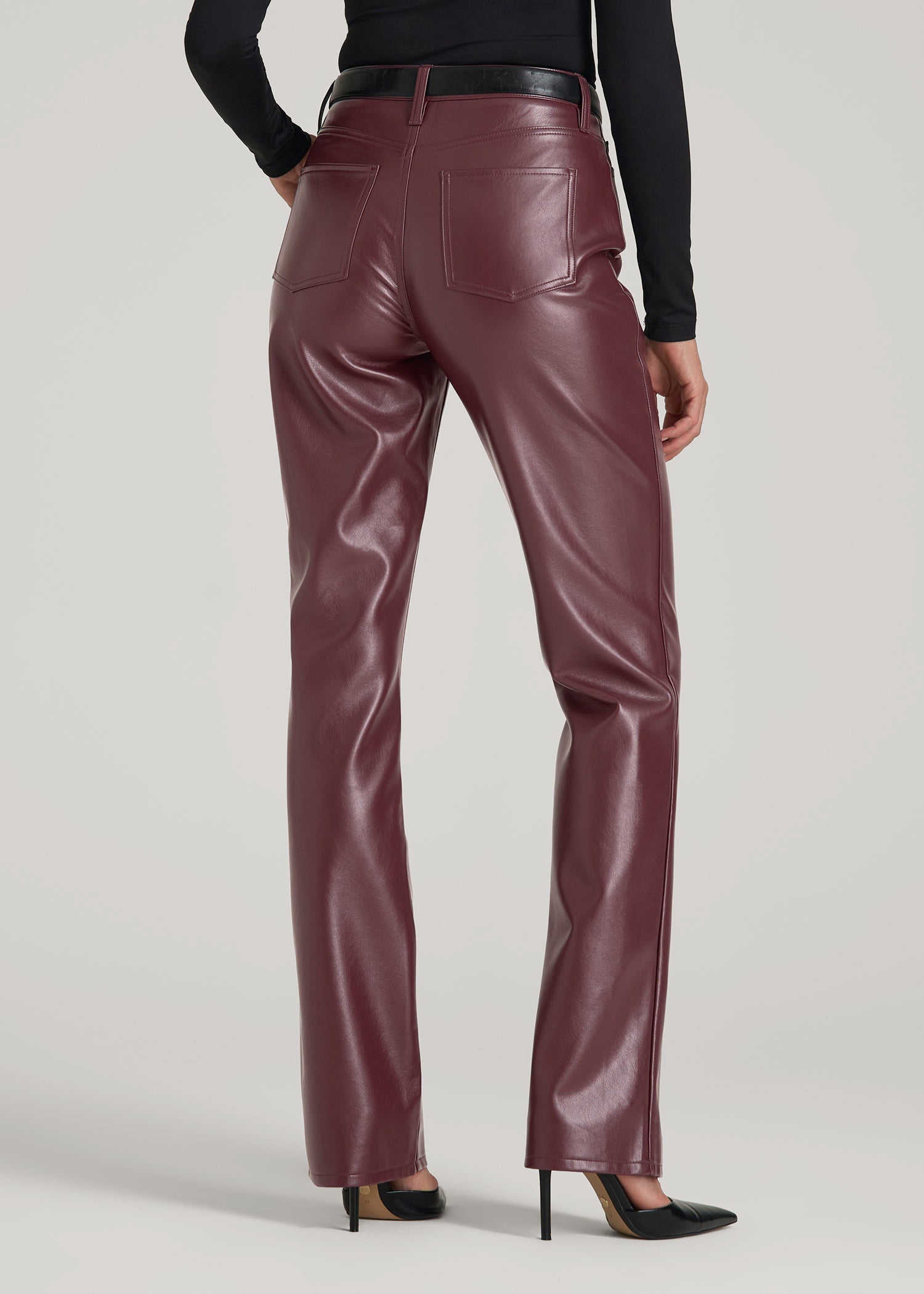 American Tall Sale | True Touch Leather Straight Leg Pants for Tall Women in Port Royale