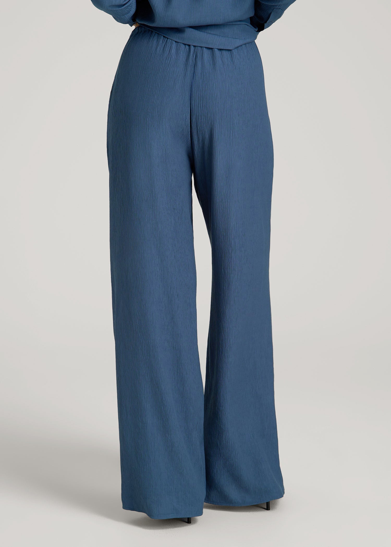 American Tall Outlet | Crinkle Pull-on Wide-leg Pants for Tall Women in Flag Blue