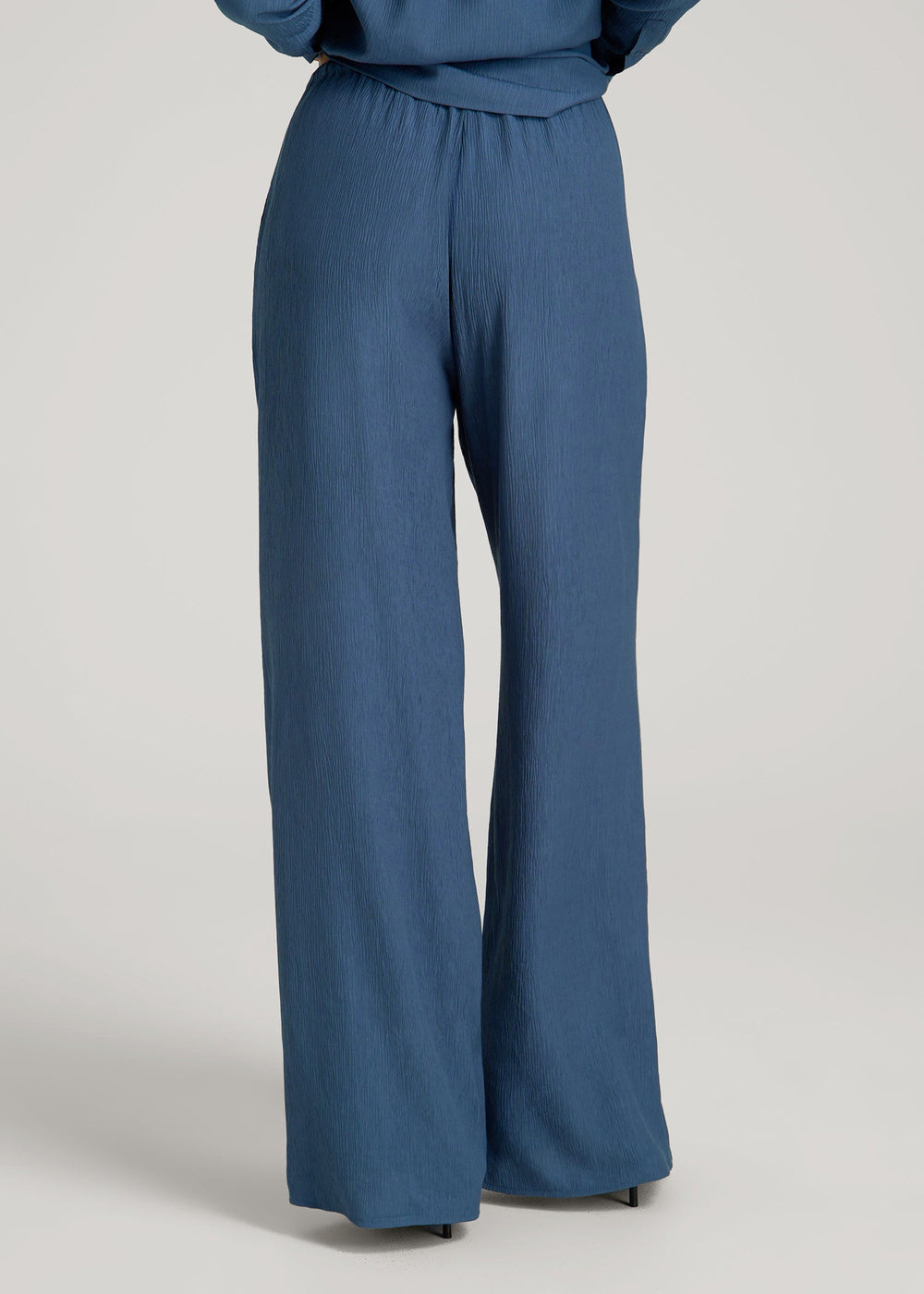 American Tall Outlet | Crinkle Pull-on Wide-leg Pants for Tall Women in Flag Blue