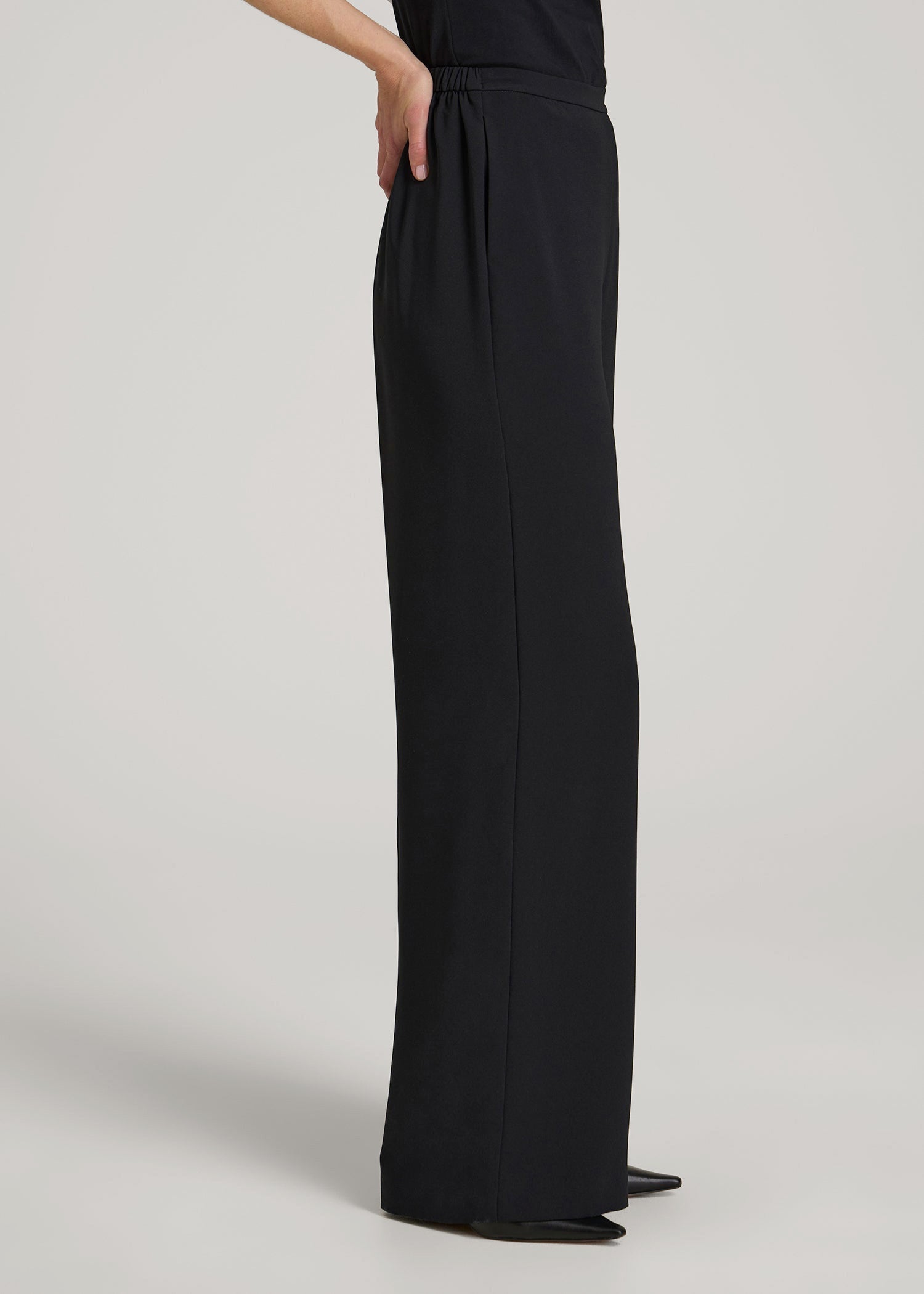 American Tall Online Shop | Pull-On Crepe Ultra Wide Pants for Tall Women in Black