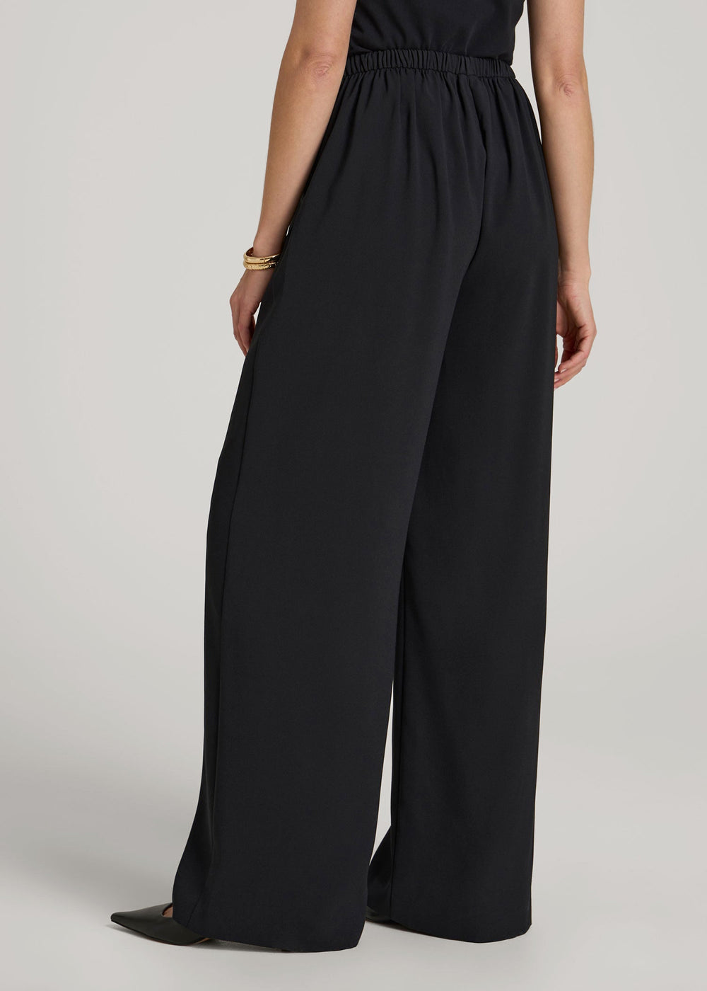 American Tall Online Shop | Pull-On Crepe Ultra Wide Pants for Tall Women in Black