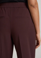 American Tall Discount | Flat Front Wide Leg Dress Pants for Tall Women in Oxblood