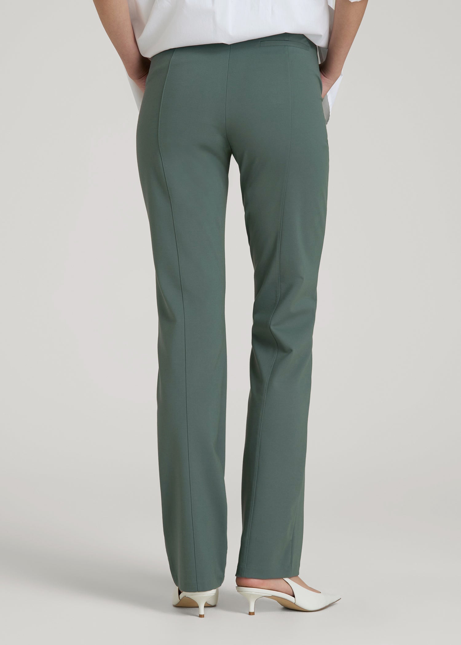 American Tall Online | Freedom Flex Slim Straight Leg Dress Pants for Tall Women in Balsam Green