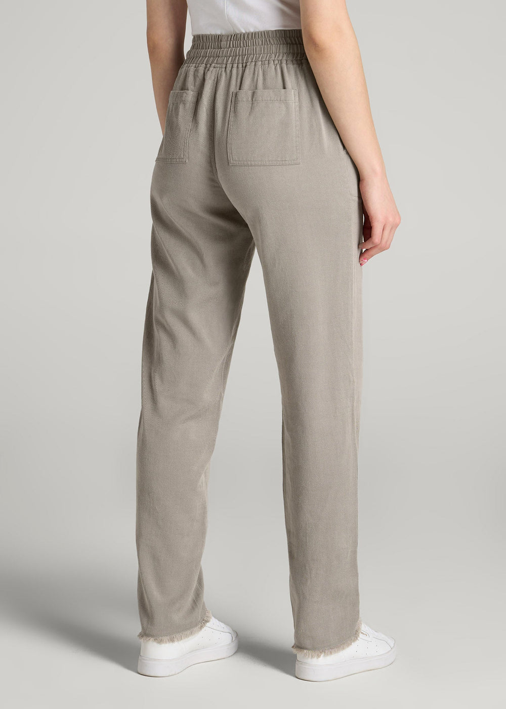 American Tall Sale | Patch Pocket Twill Pants for Tall Women in Taupe Grey