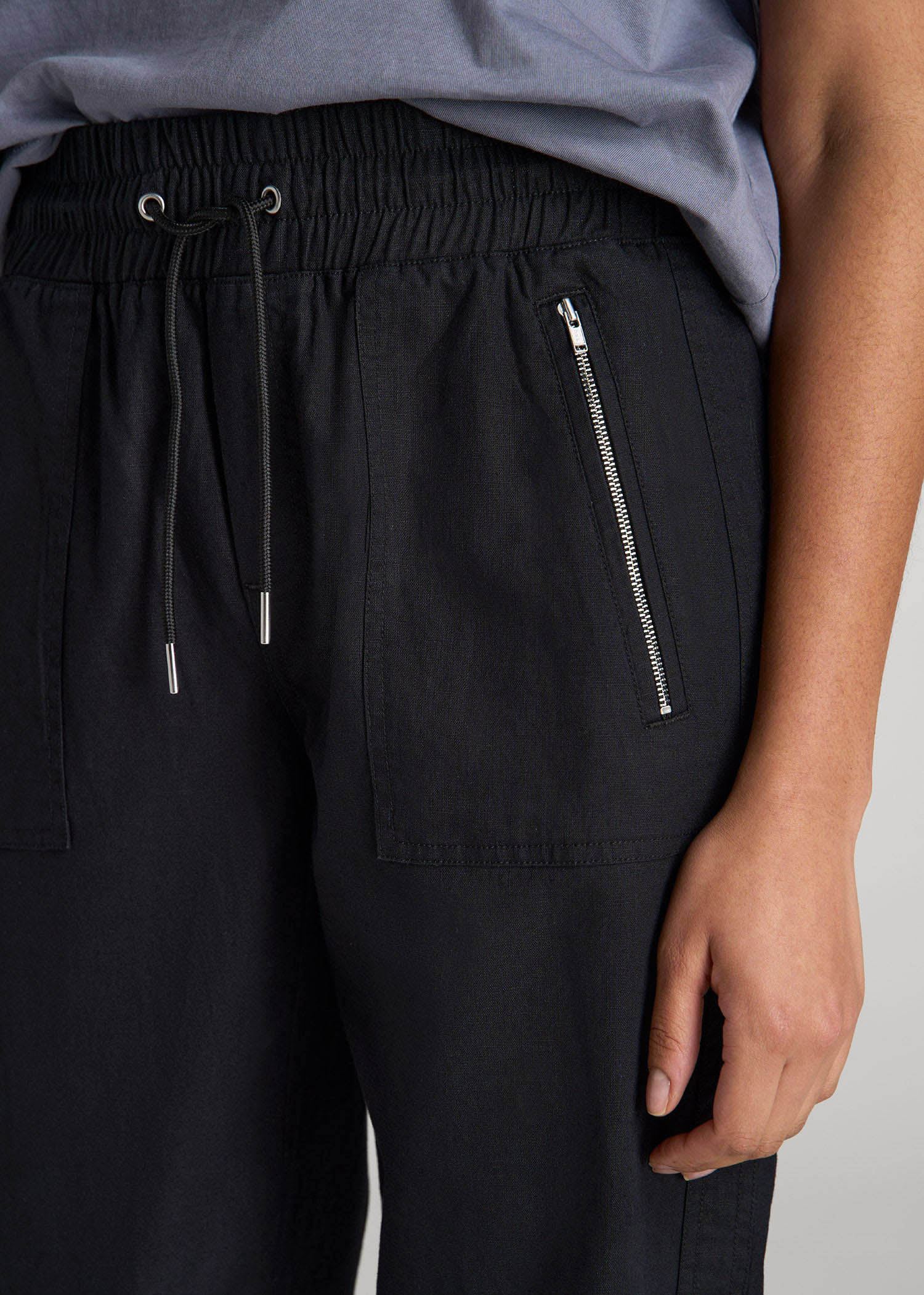 American Tall Outlet | Pull-On Linen Joggers for Tall Women in Black