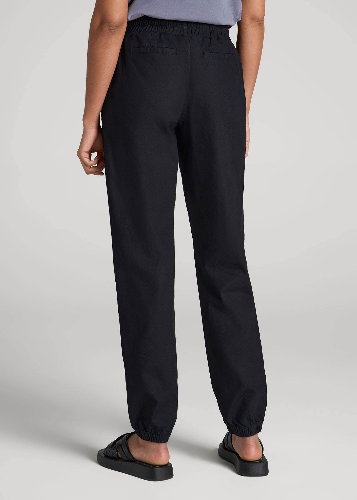 American Tall Outlet | Pull-On Linen Joggers for Tall Women in Black