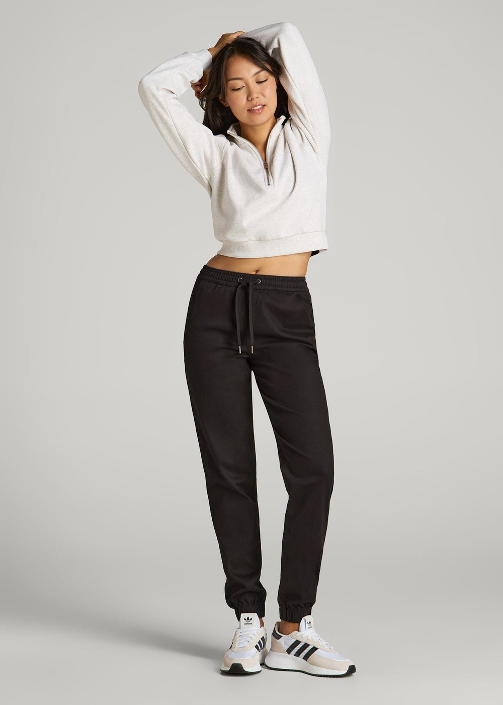American Tall Online Shop | Twill Jogger Pants for Tall Women in Black
