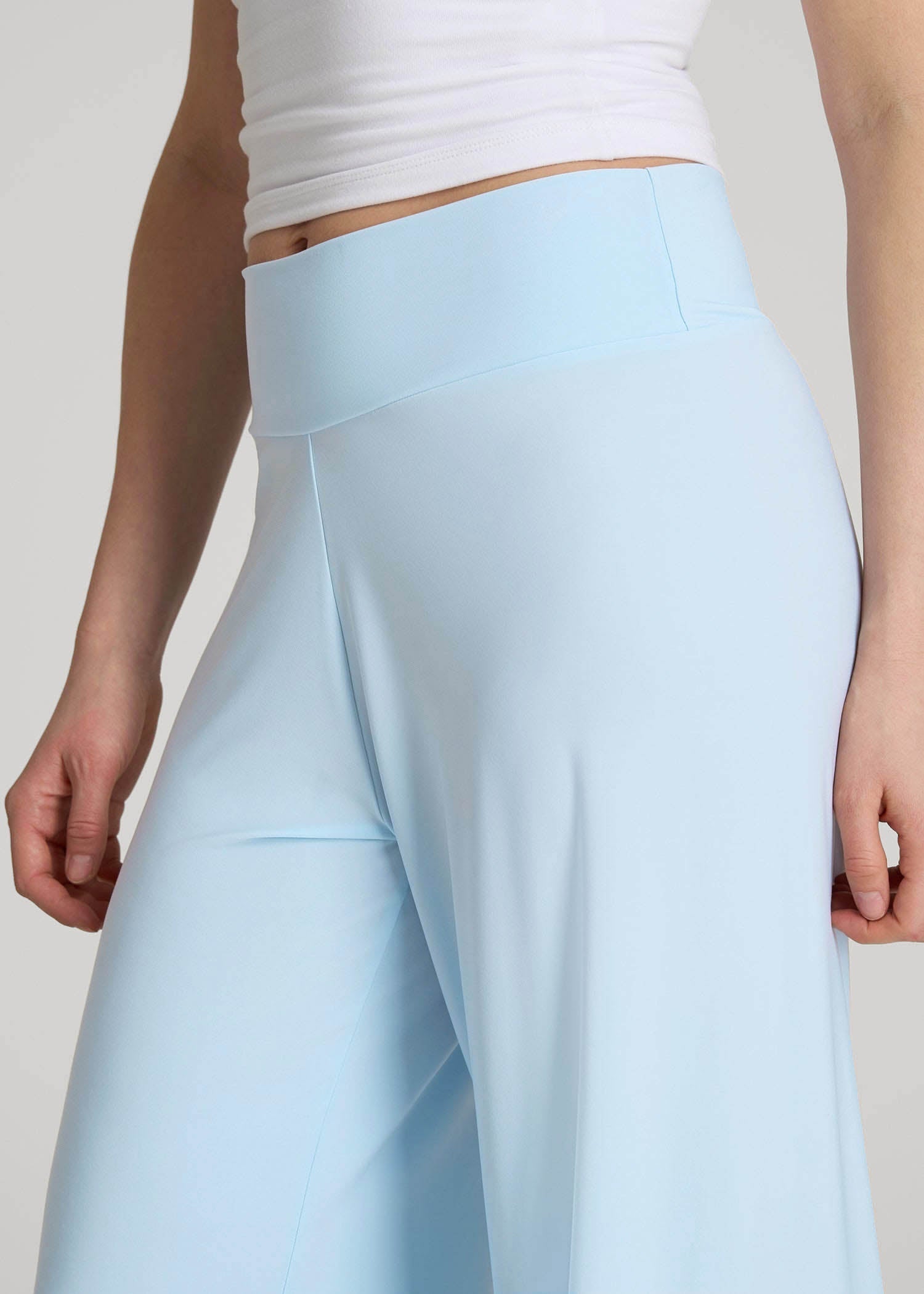 American Tall Discount | Pull-On Breezy Wide Leg Pants for Tall Women in Ice Blue