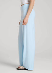 American Tall Discount | Pull-On Breezy Wide Leg Pants for Tall Women in Ice Blue