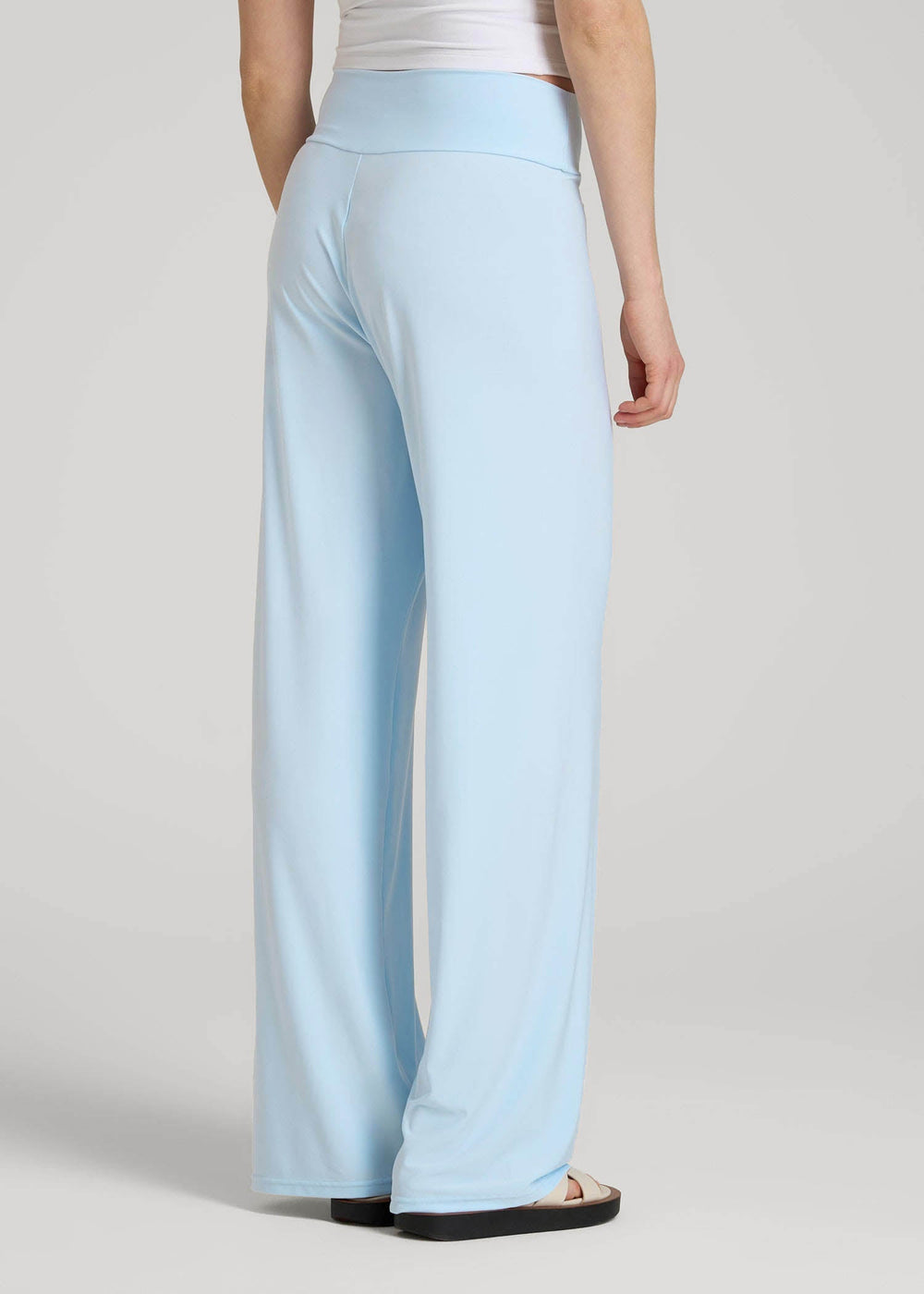 American Tall Discount | Pull-On Breezy Wide Leg Pants for Tall Women in Ice Blue